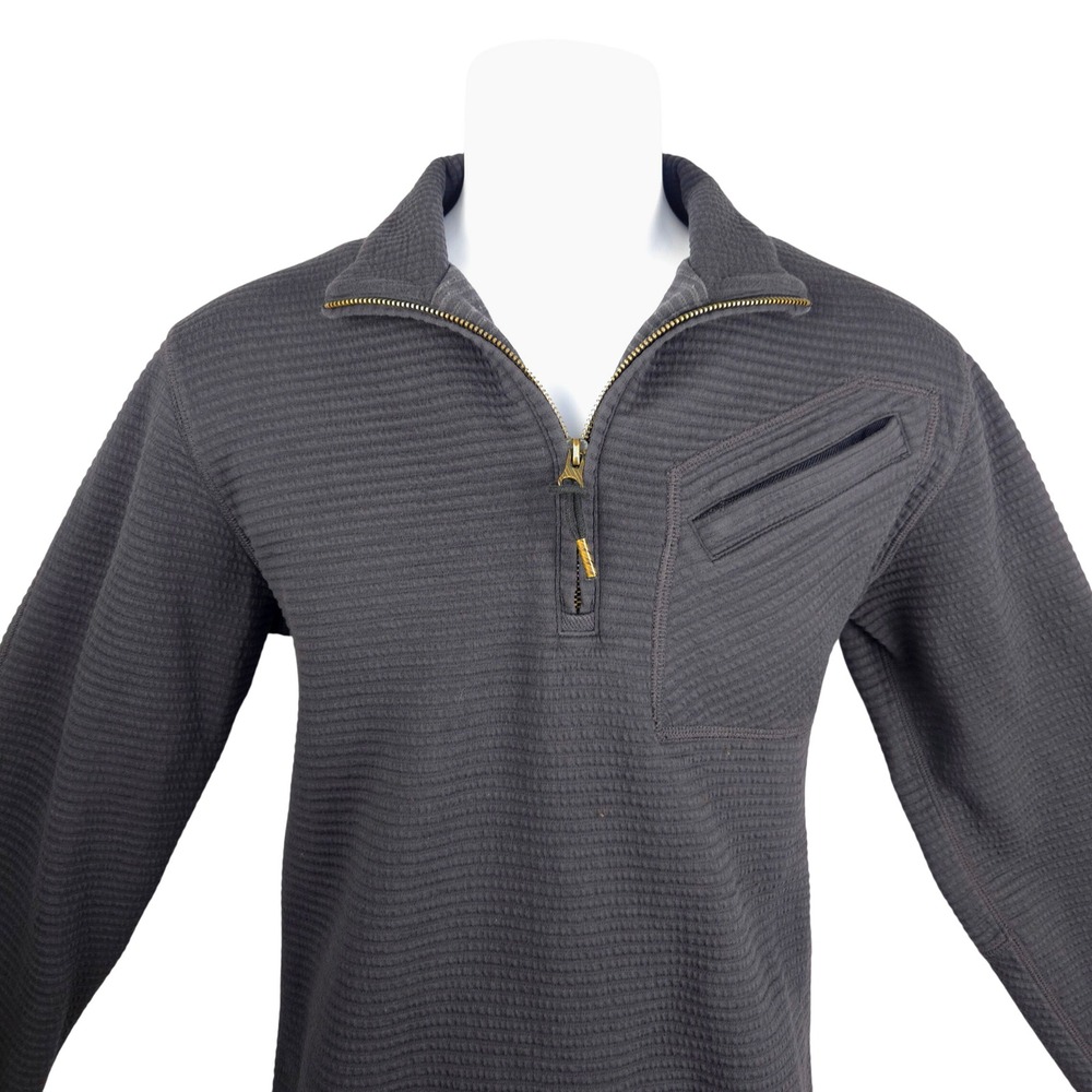 Billy Reid Mens Gray Textured Waffle Knit Quarter Zip Pullover Sweater Medium